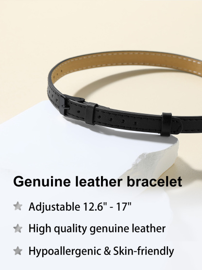 Collier ras-du-cou adjustable en cuir personnalisé avec plaque nominative