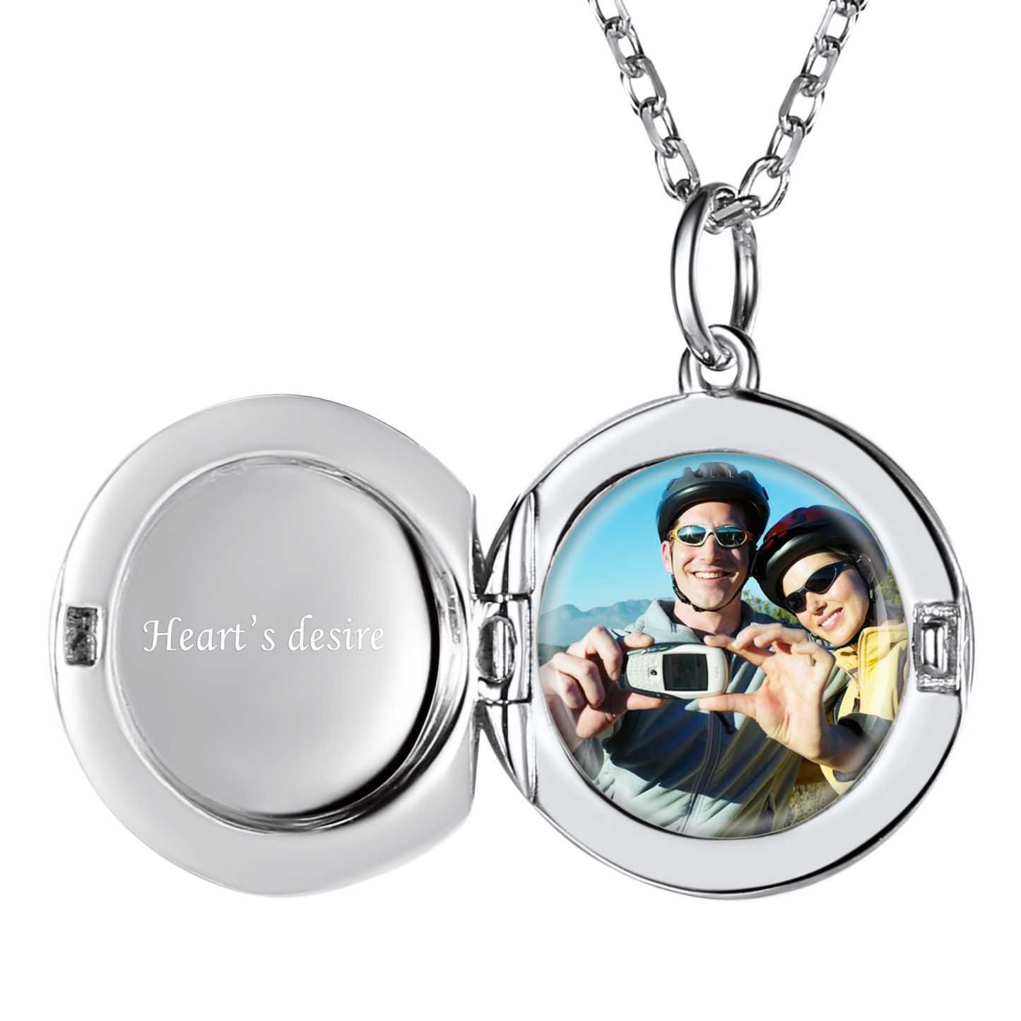 Collier Médaillon Rond Personnalisé en Argent Sterling pour Femme Argenté