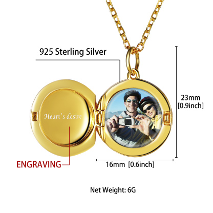 Collier Médaillon Rond Personnalisé en Argent Sterling pour Femme Taille