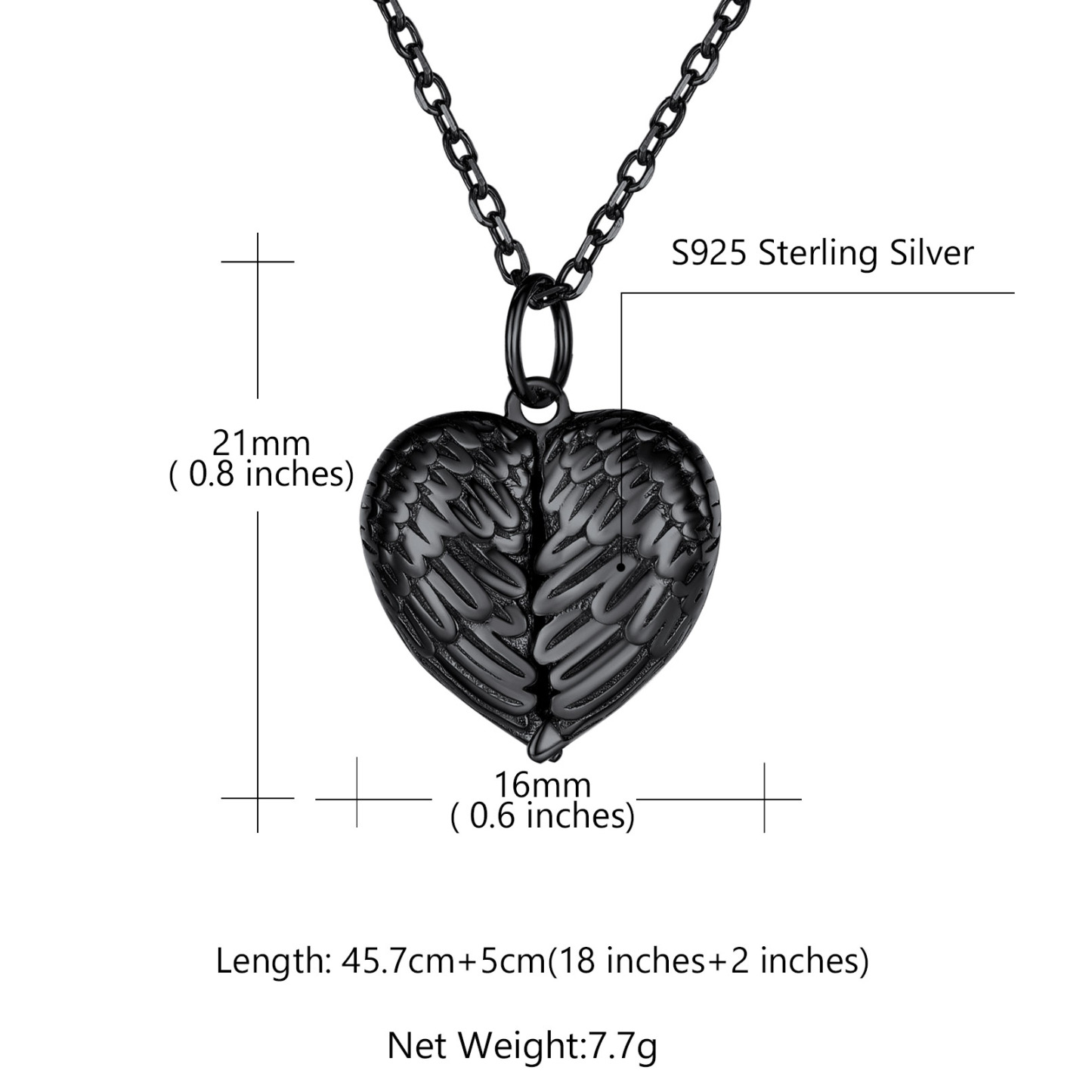 Collier Médaillon Ailes d'Ange avec Photo Personnalisée Taille