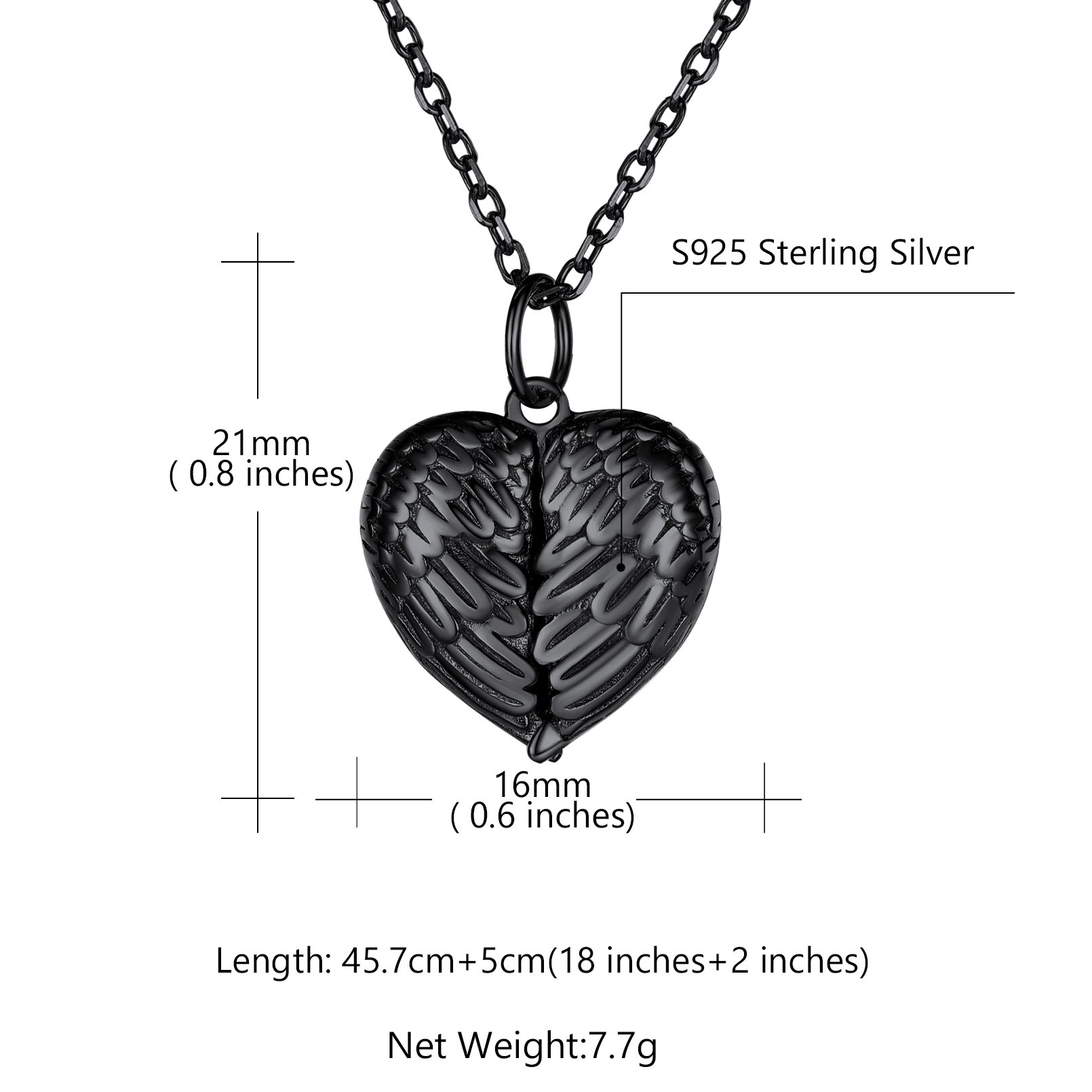 Collier Médaillon Ailes d'Ange avec Photo Personnalisée Taille