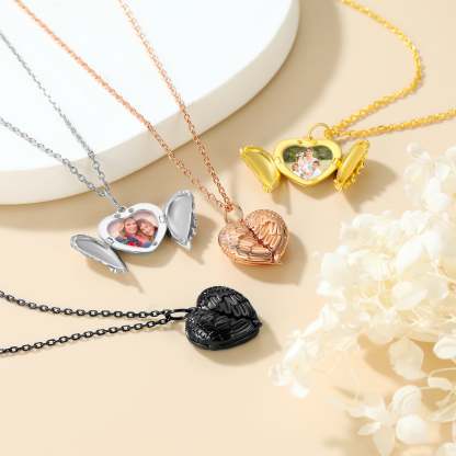 Collier Médaillon Ailes d'Ange avec Photo Personnalisée Collection