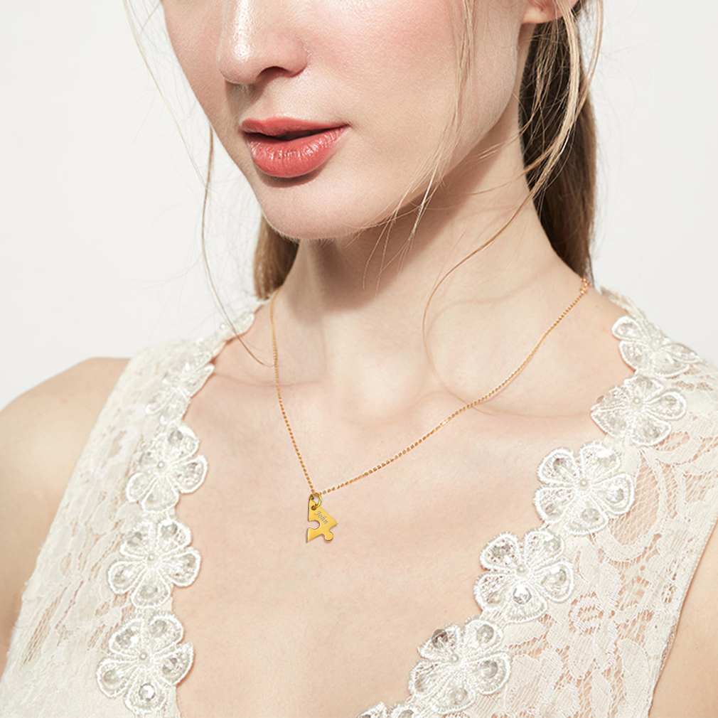 Collier Puzzle Personnalisé en Acier Inoxydable pour Famille