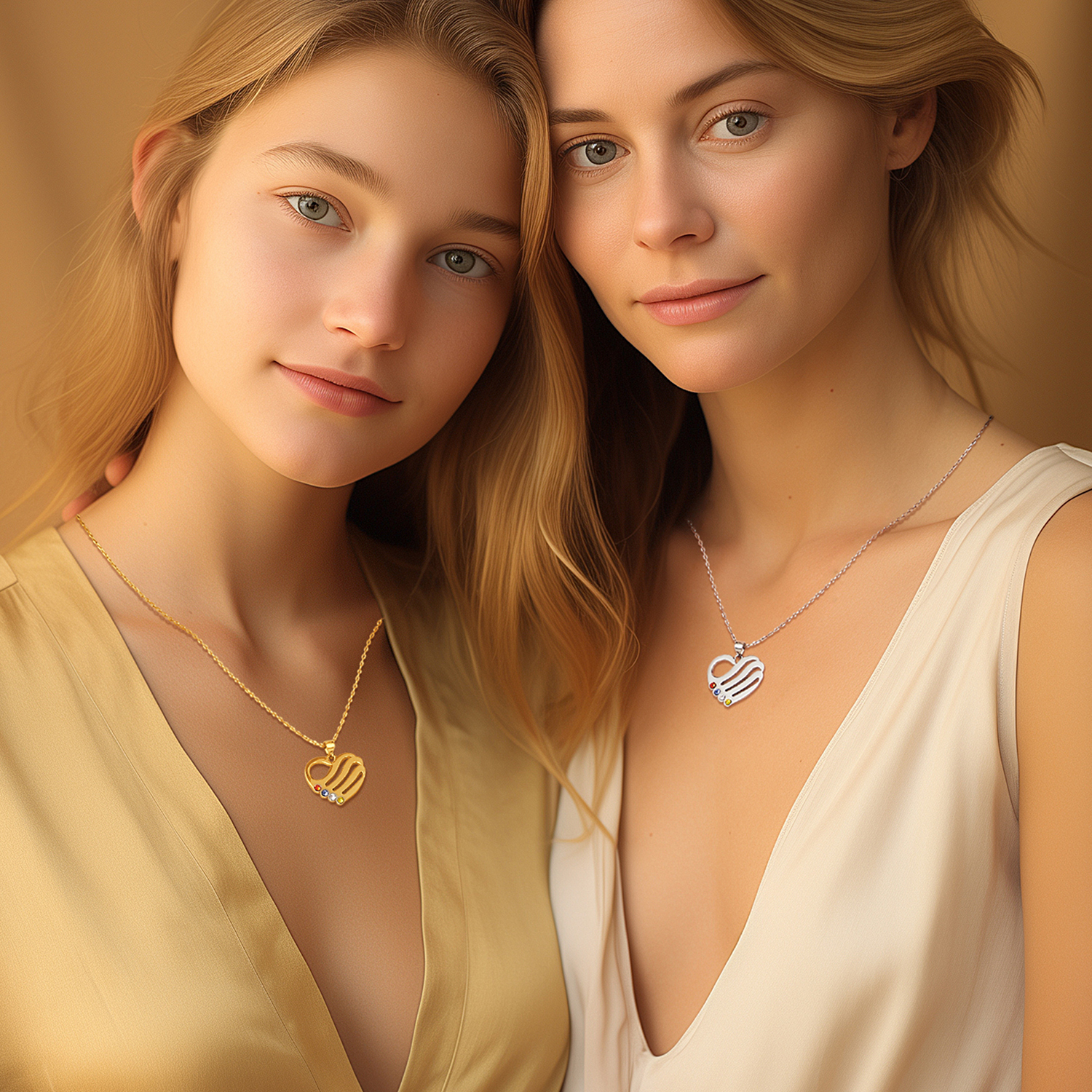 Collier  Cœur Personnalisé avec Pierre de Naissance