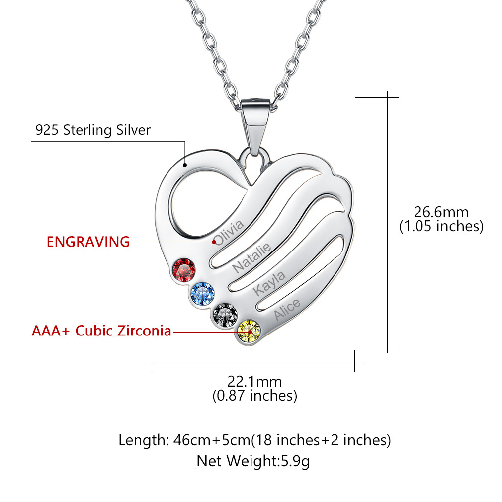 Collier Pendentif Cœur Personnalisé avec Pierre de Naissance taille