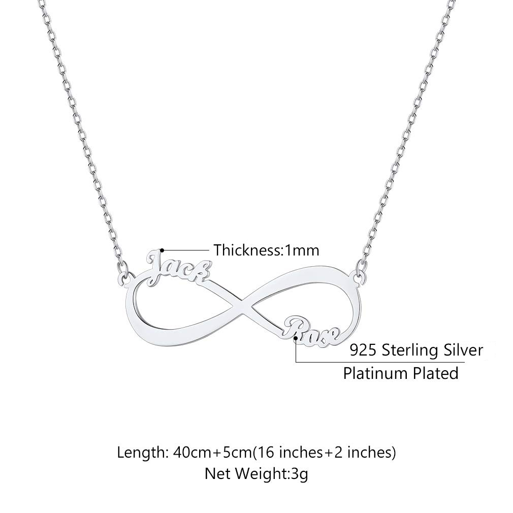 Collier Infini Personnalisé avec Prénom pour Femme Taille