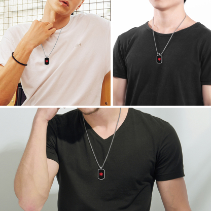 Collier d'Urgence Médical Personnalisé en Acier Inoxydable Modèle