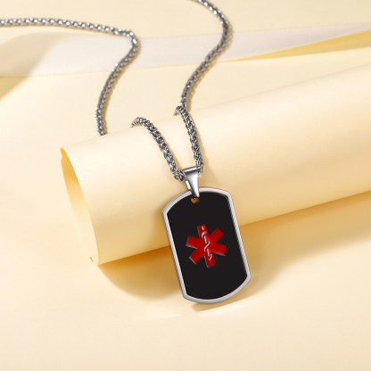 Collier d'Urgence Médical Personnalisé en Acier Inoxydable Gravé