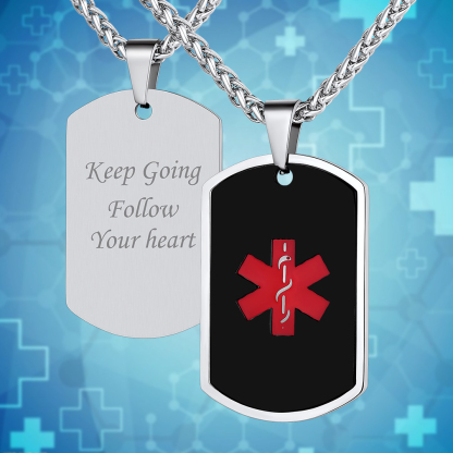 Collier d'Urgence Médical Personnalisé en Acier Inoxydable Scène