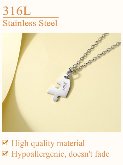 Collier Puzzle Personnalisé en Acier Inoxydable pour Famille ou Amis Détail