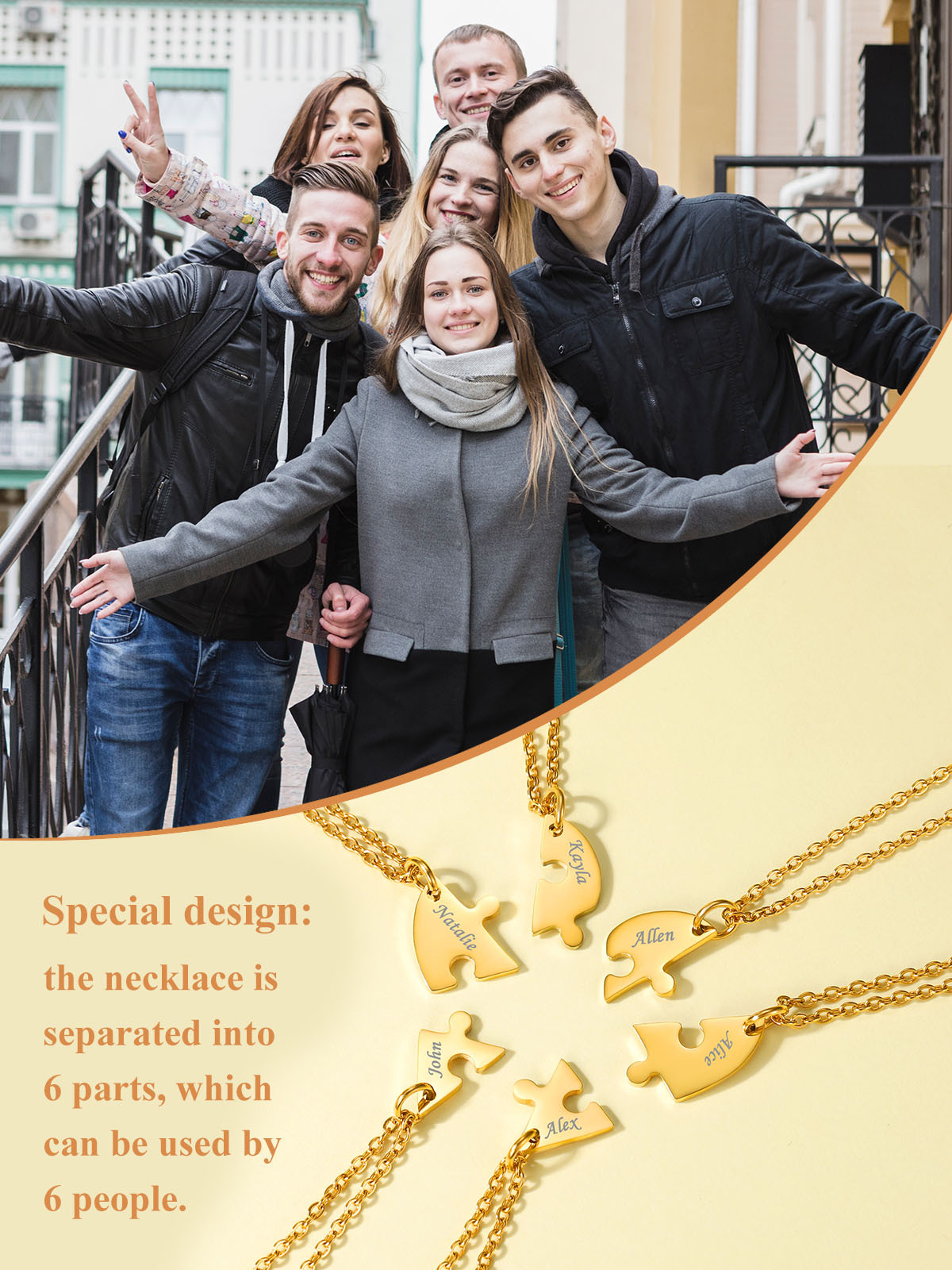Collier Puzzle Personnalisé pour Famille ou Amis