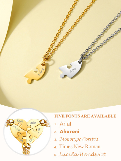 Collier Puzzle Personnalisé en Acier Inoxydable pour Famille ou Amis Police