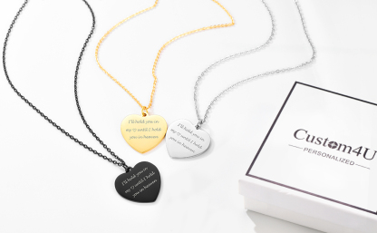 Collier Personnalisé avec Pendentif Cœur Gravé Cadeau pour Femme
