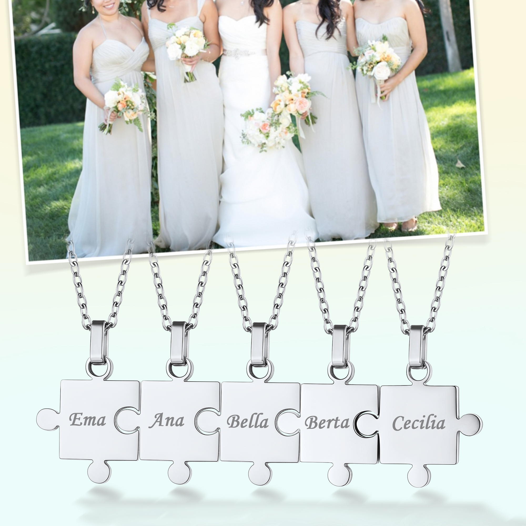 Collier Puzzle Personnalisé avec Prénoms Gravés