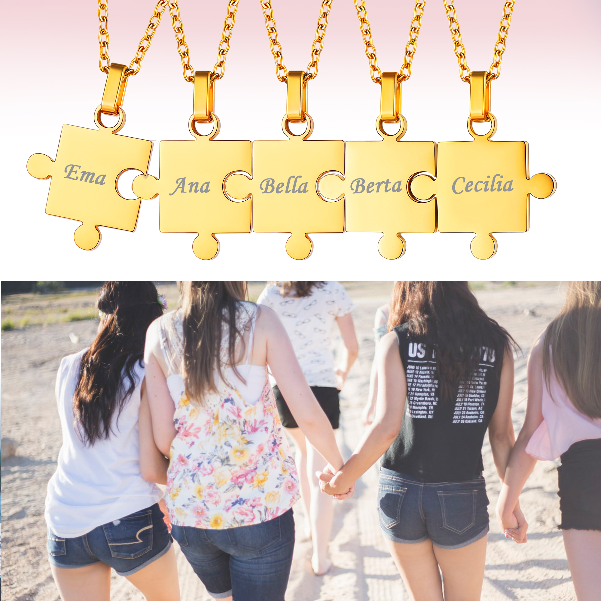 Collier Personnalisé en Acier 316L avec Prénoms Gravés