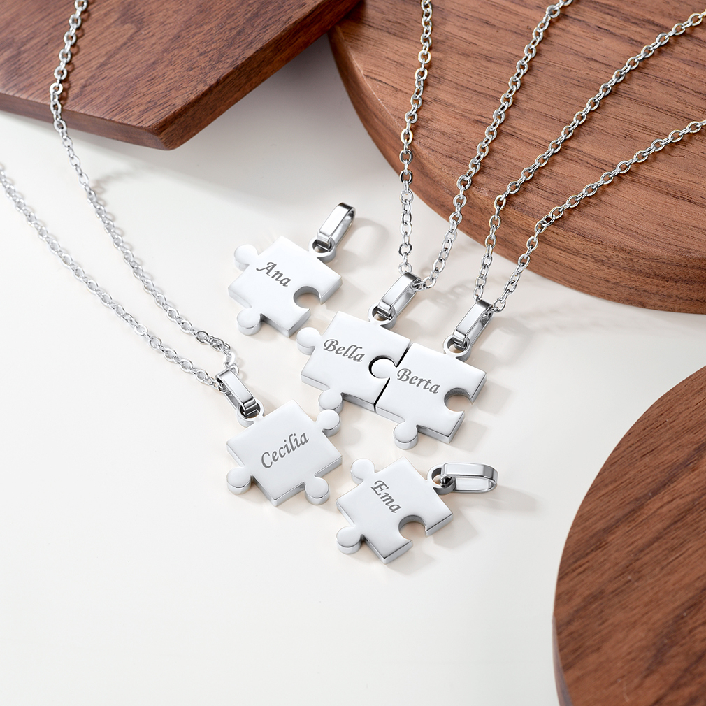 Collier Puzzle Personnalisé en Acier 316L Gravé Scène