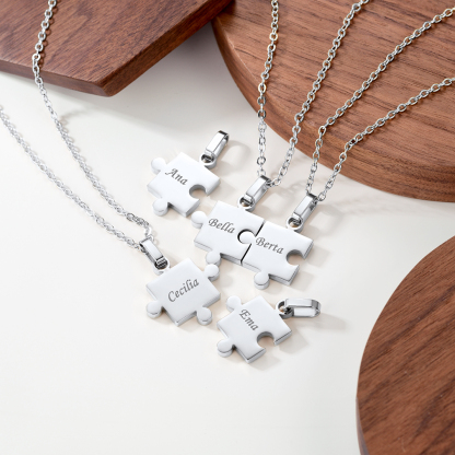 Collier Puzzle Personnalisé en Acier 316L Gravé Scène