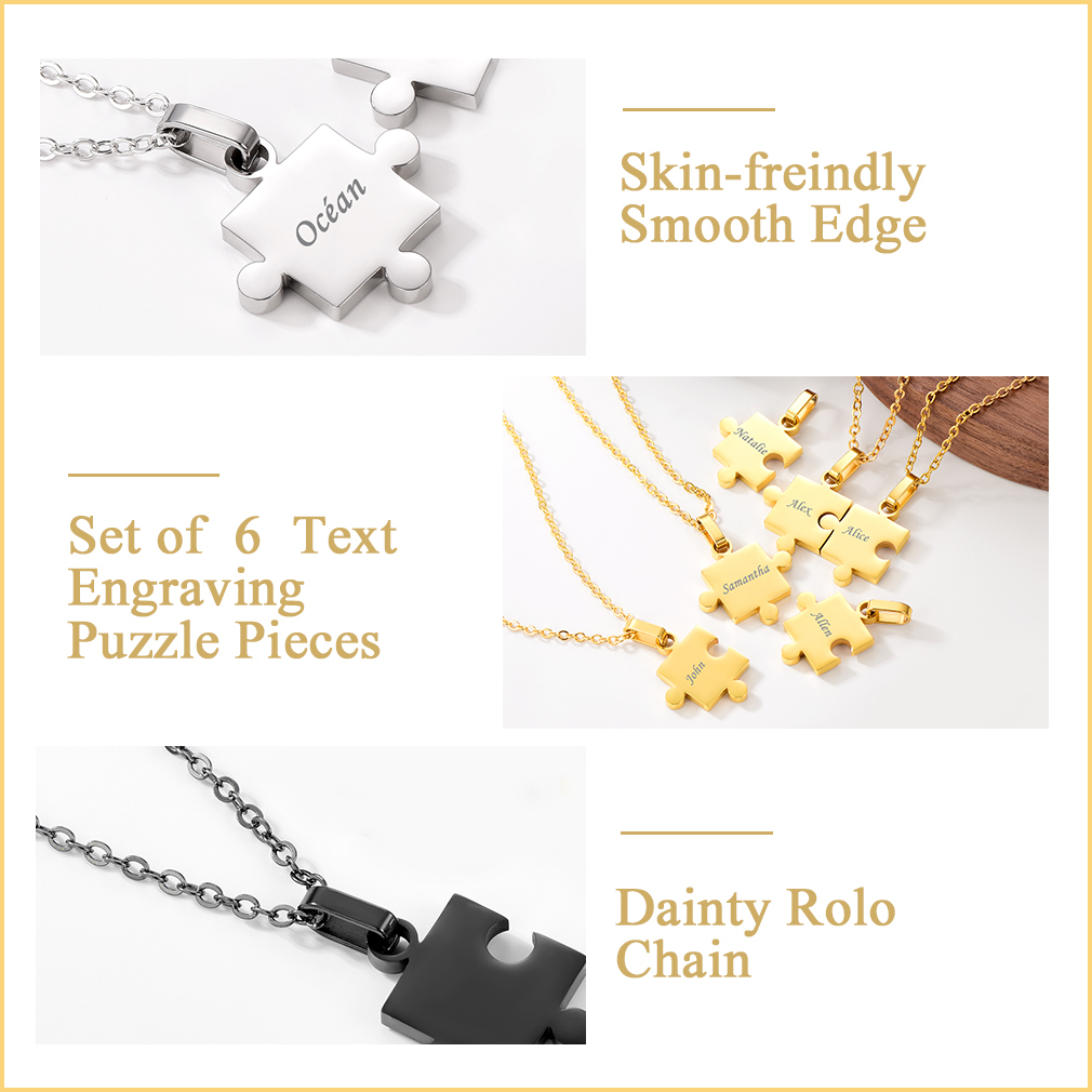 Collier Puzzle Personnalisé pour Amis ou Famille Détail