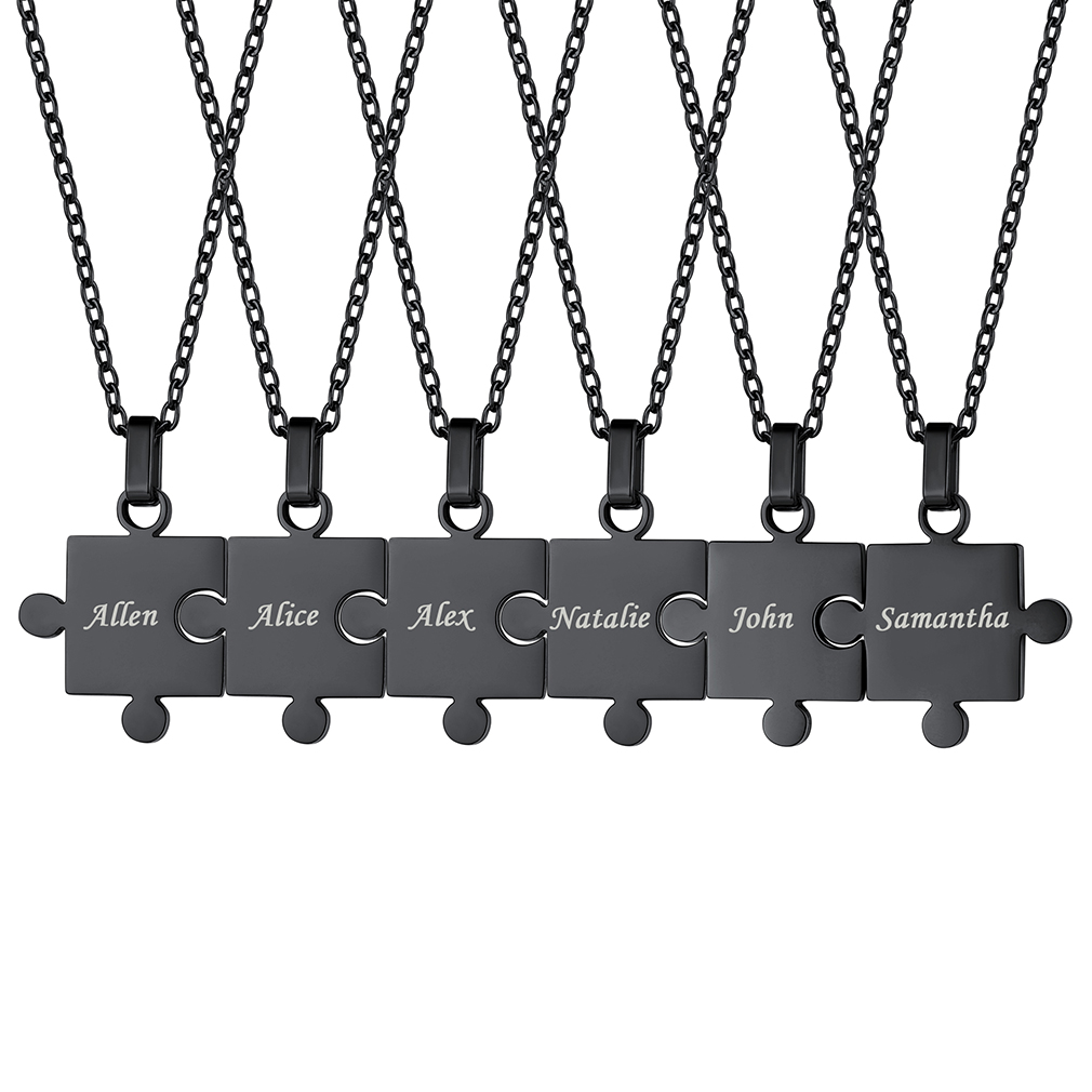 Collier Puzzle Personnalisé pour Famille Noir