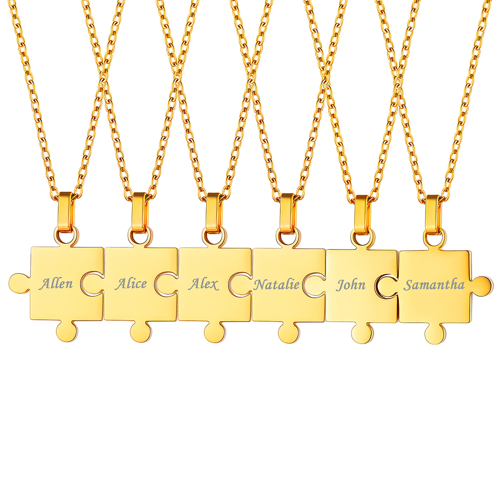 Collier Puzzle Personnalisé pour Amis ou Famille Or