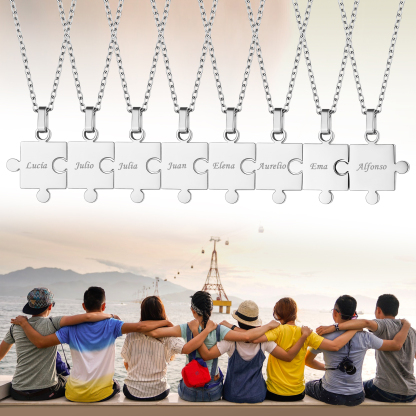 Colliers Puzzle Gravé 8 Pièces pour Amis