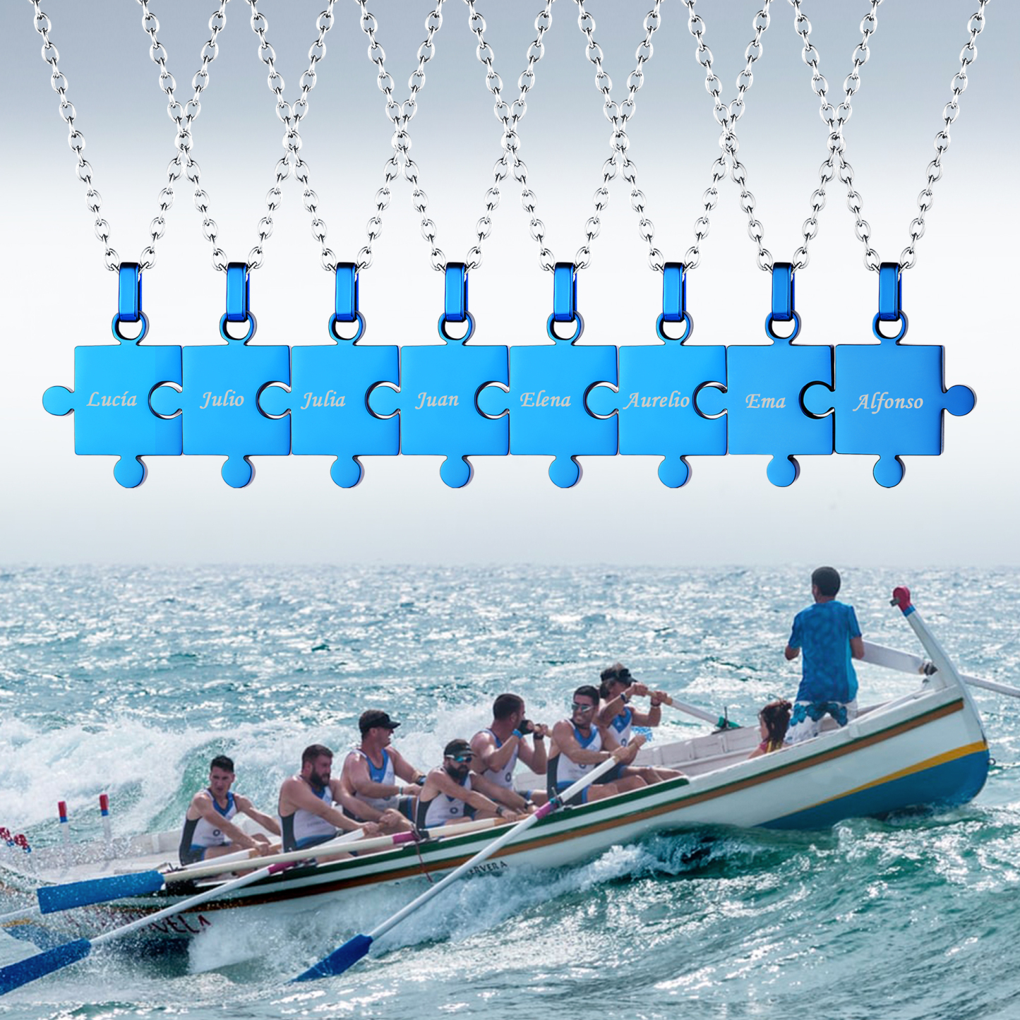 Colliers Puzzle 8 Pièces en Acier Inoxydable pour Amis