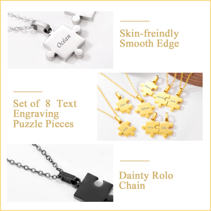 Colliers Puzzle Gravé 8 Pièces en Acier Inoxydable pour Amis Détail
