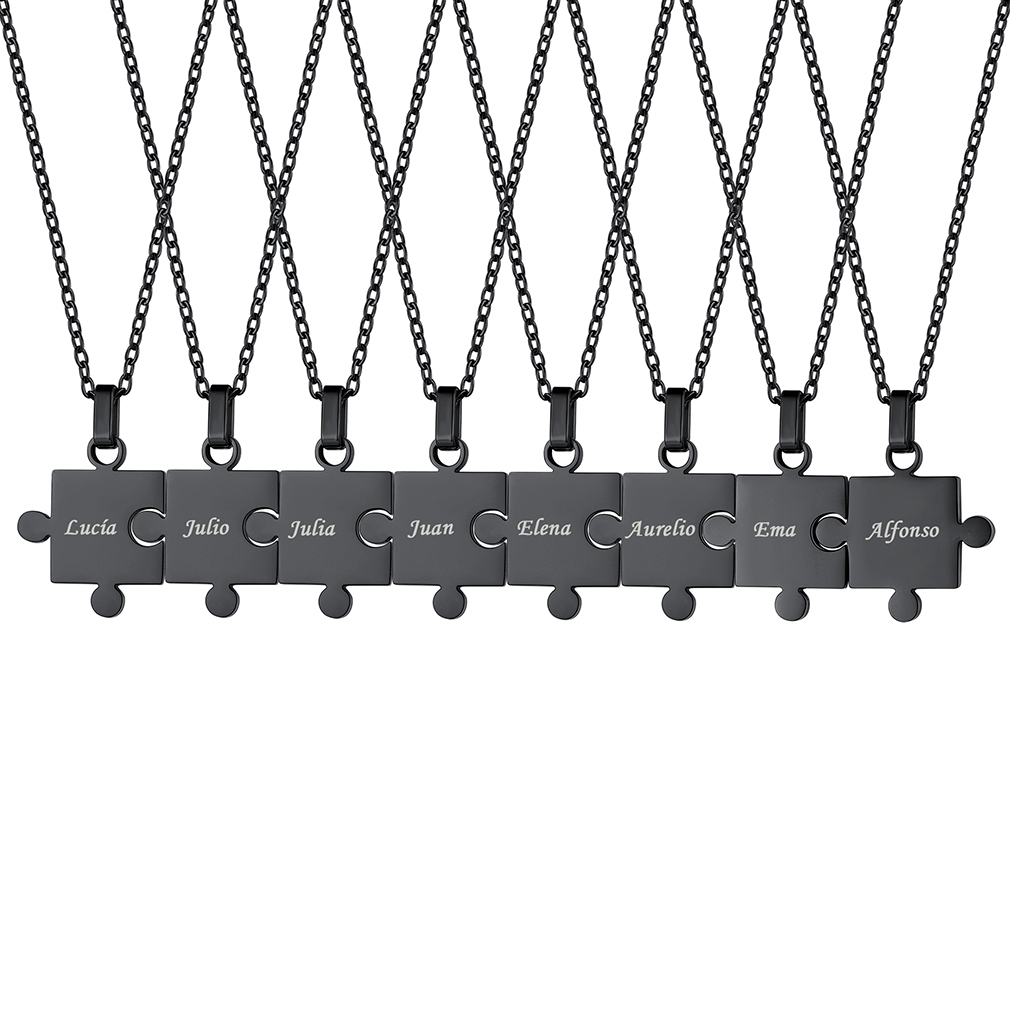 Colliers Puzzle 8 Pièces en Acier Inoxydable pour Amis Noir