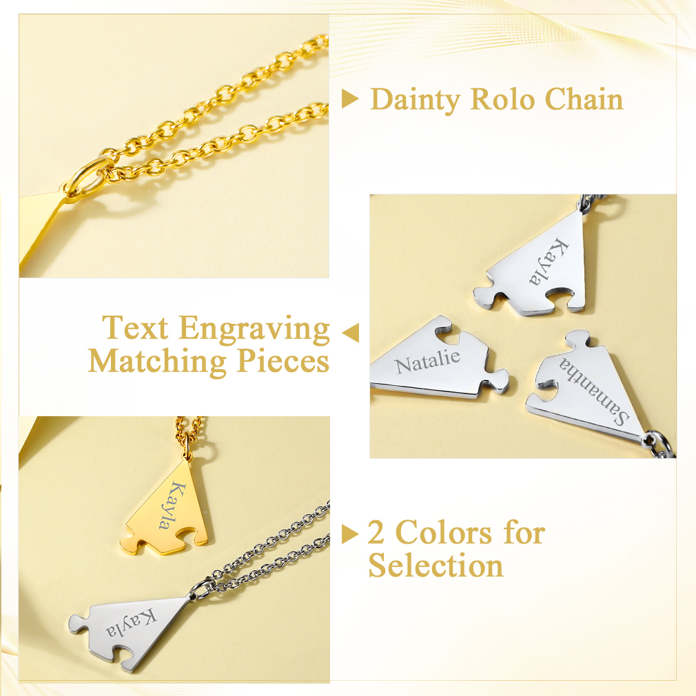 Collier d'Amitié Personnalisé Puzzle Gravé  Détail