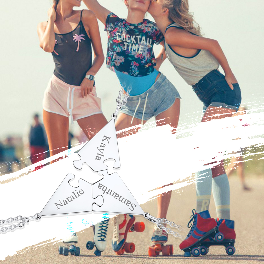 Collier d'Amitié Personnalisé Puzzle Gravé pour Amies