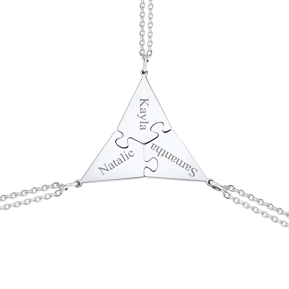 Collier d'Amitié Personnalisé Puzzle Gravé  Argenté