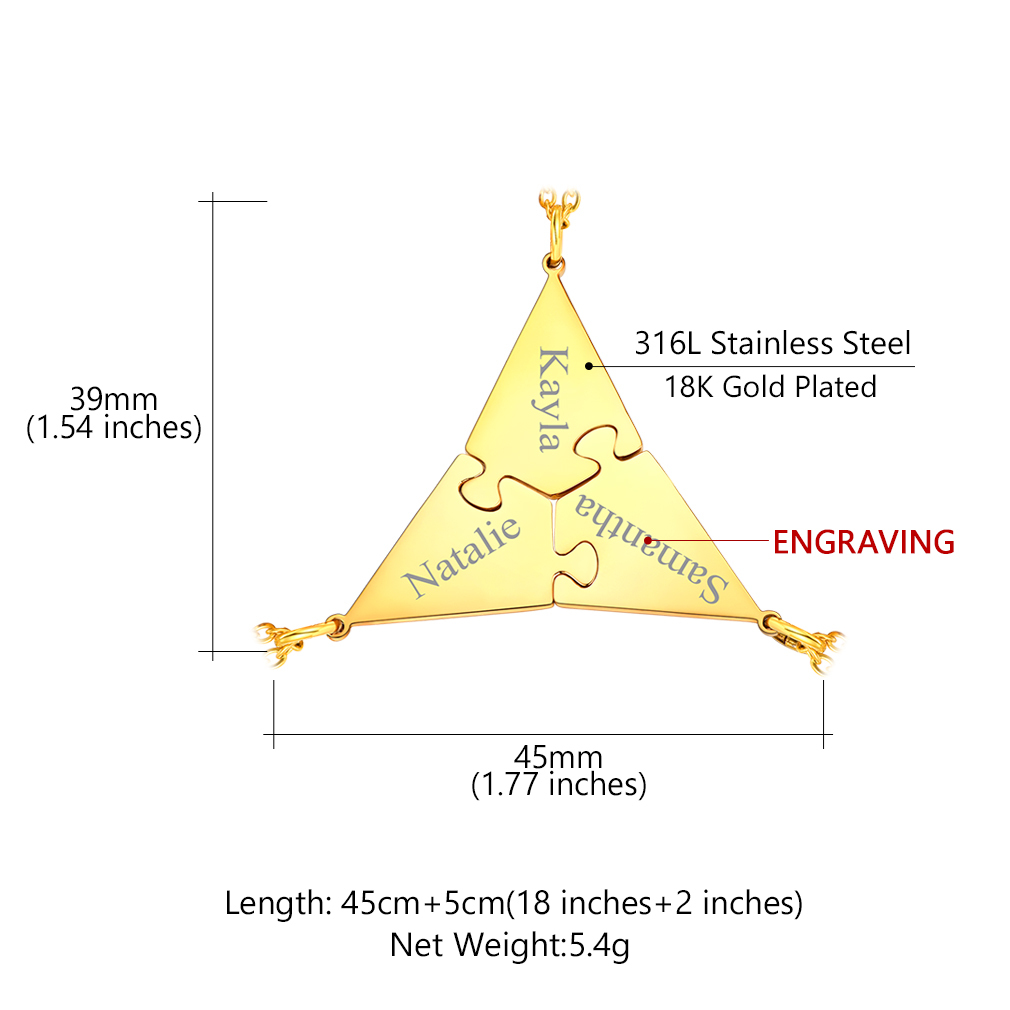 Collier d'Amitié Personnalisé Puzzle Gravé  Taillle