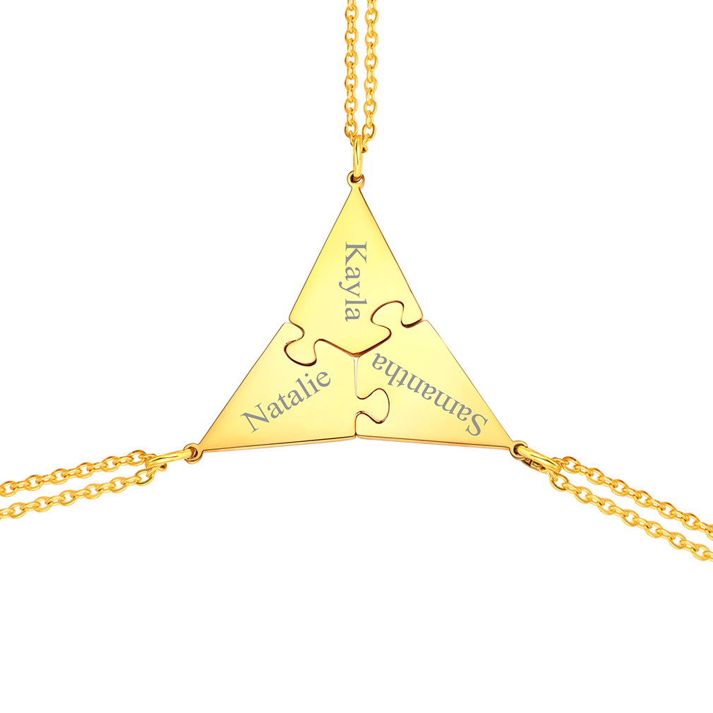 Collier d'Amitié Personnalisé Puzzle Gravé  Or