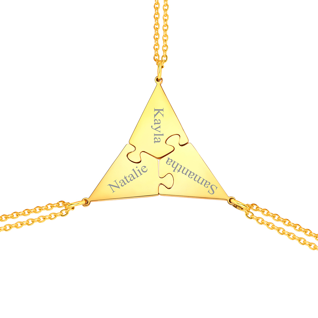 Collier d'Amitié Personnalisé Puzzle Gravé  Or