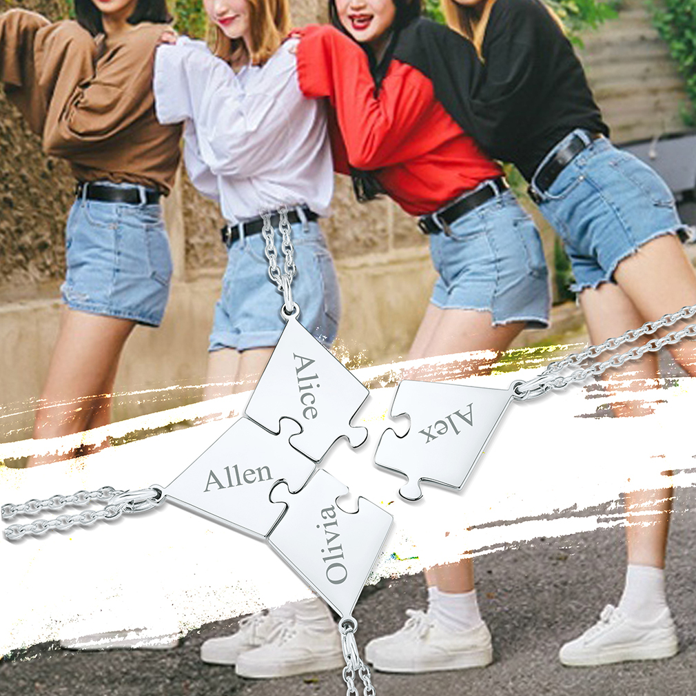Colliers Puzzle  avec Gravure de Nom pour Amis/Famille
