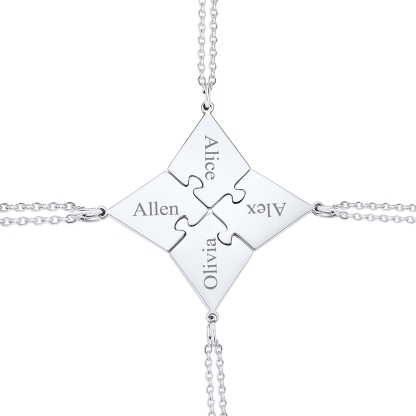 Colliers Puzzle Personnalisés avec Gravure de Nom pour Amis/Famille Argenté