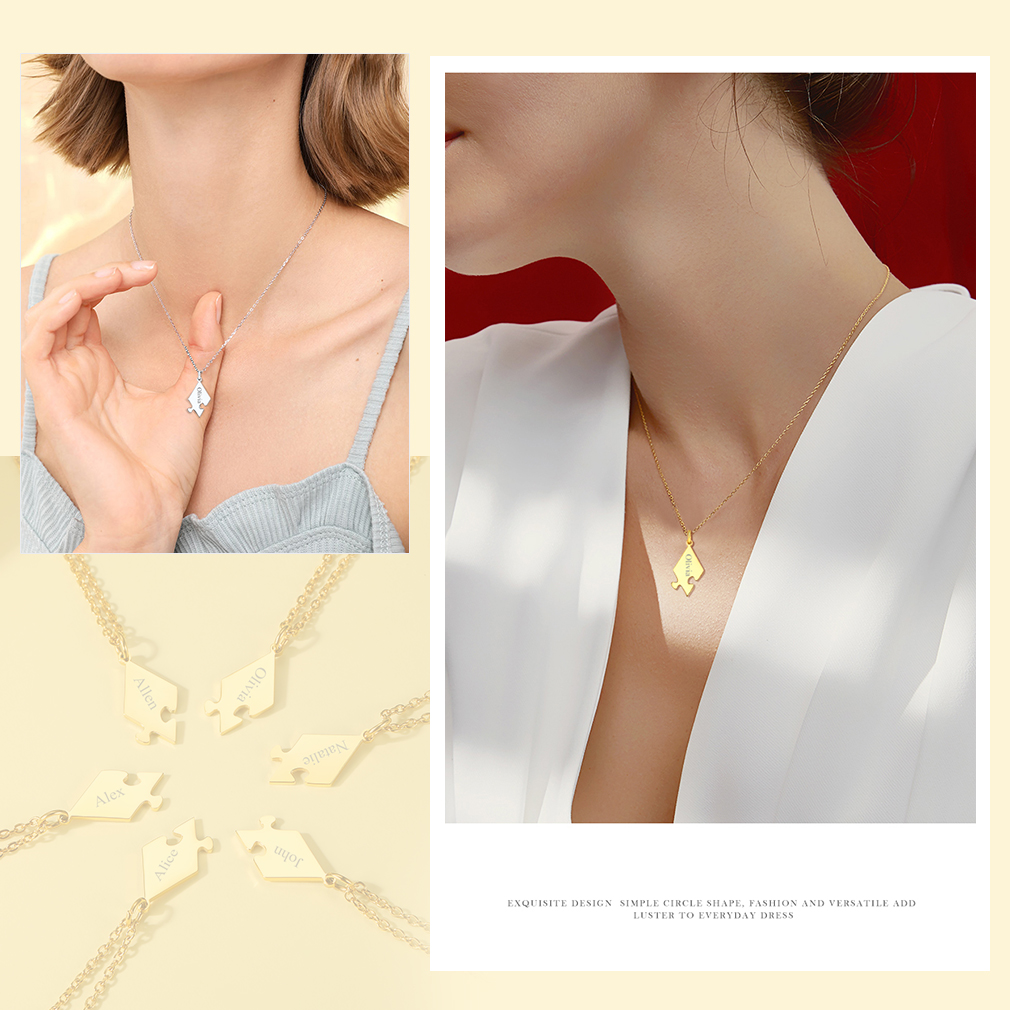 Collier Puzzle 6 Pièces Personnalisé pour Famille