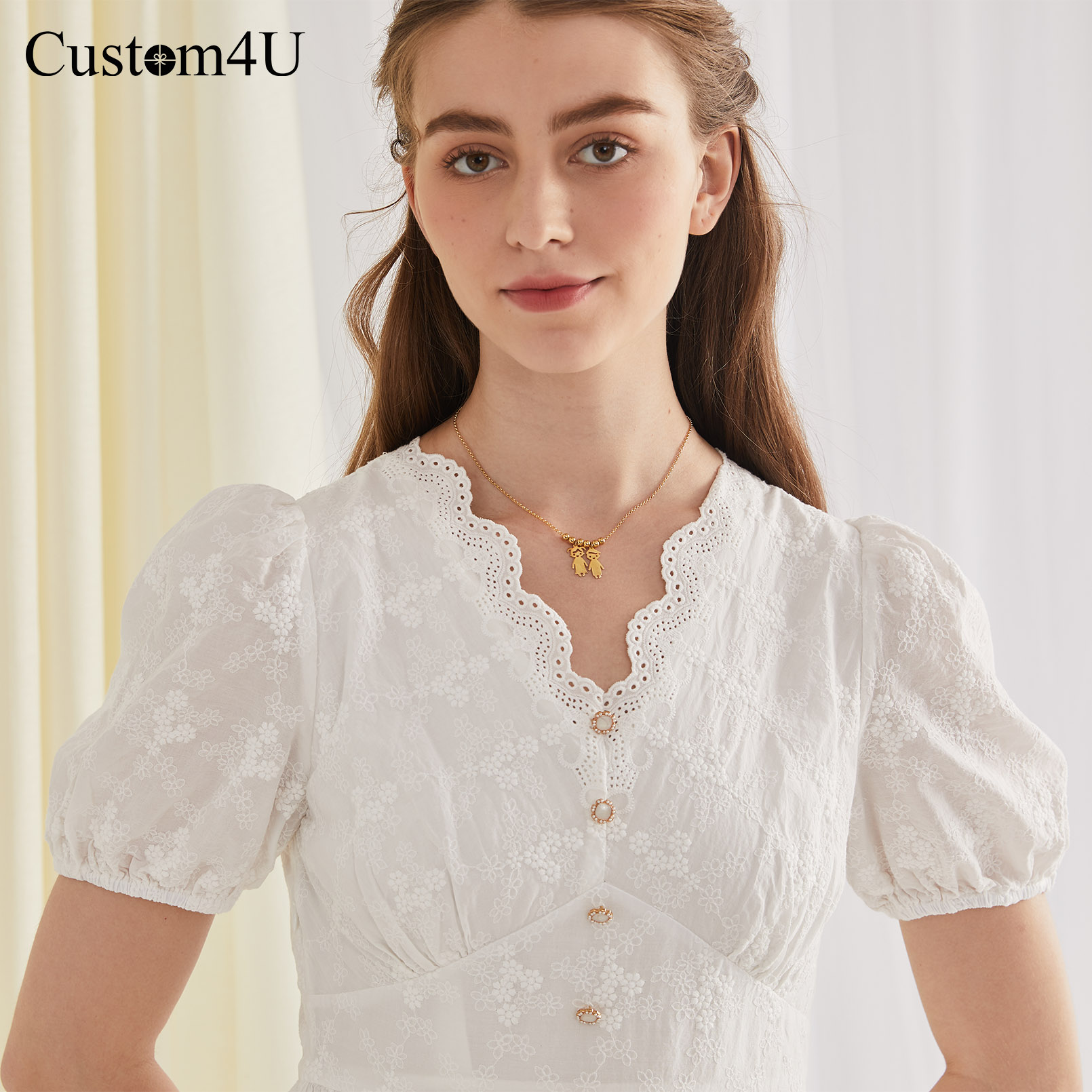  Collier Personnalisé avec Prénoms d'Enfants en Acier Inoxydable