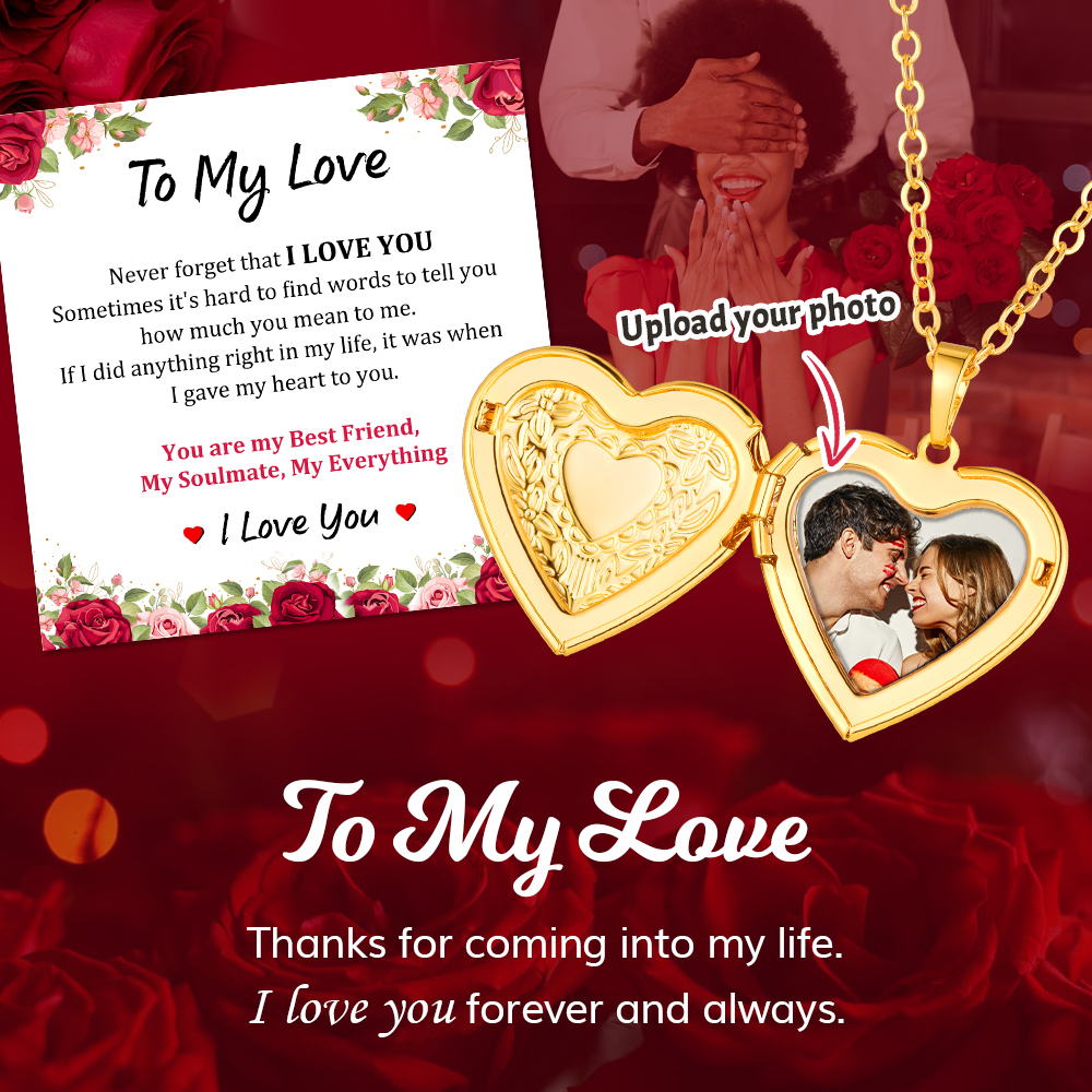 Collier Pendentif Personnalisé avec Photo Cœur Fleur Médaillon pour Maman