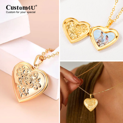 Collier Médaillon Cœur Personnalisé avec Photo custom4u