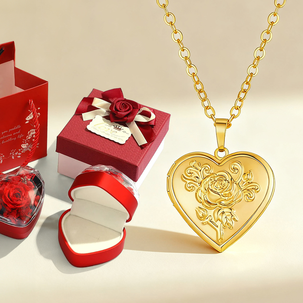 Collier Médaillon Cœur Personnalisé avec boîte