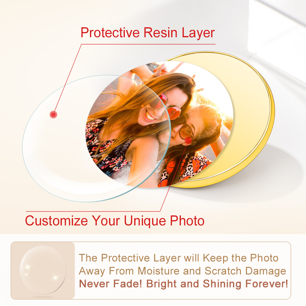 Broche Photo Personnalisée avec Charme Gravé pour Femmes et Hommes Protective