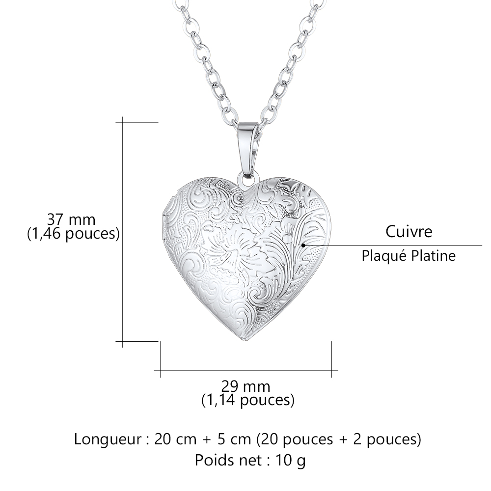 Collier Médaillon Cœur Personnalisé avec Photo Taille