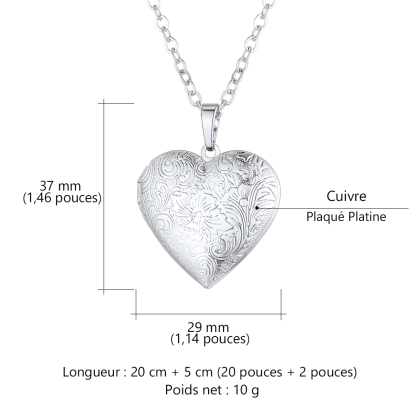 Collier Médaillon Cœur Personnalisé avec Photo Taille