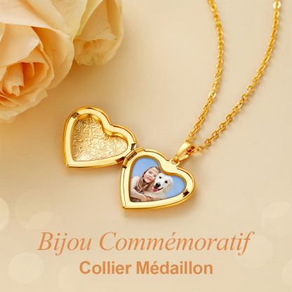 Collier Médaillon Cœur Personnalisé avec Photo Bijou