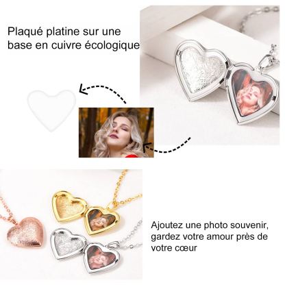 Collier Médaillon Cœur Personnalisé avec Photo Détail
