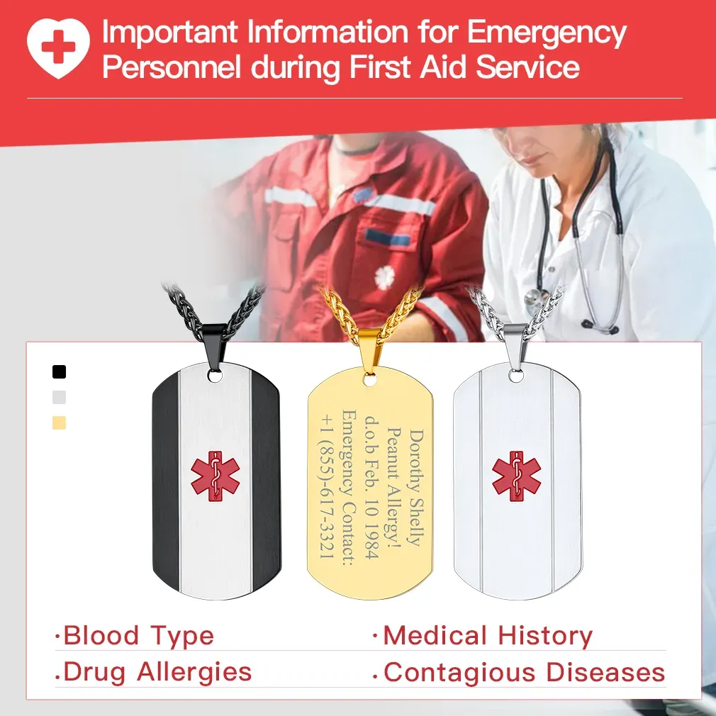 Collier Médical Personnalisé Gravé 