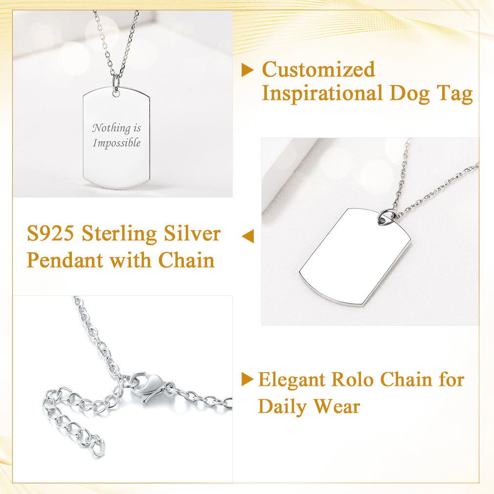 Collier Personnalisé en Argent sterling avec Chaîne Réglable Détail
