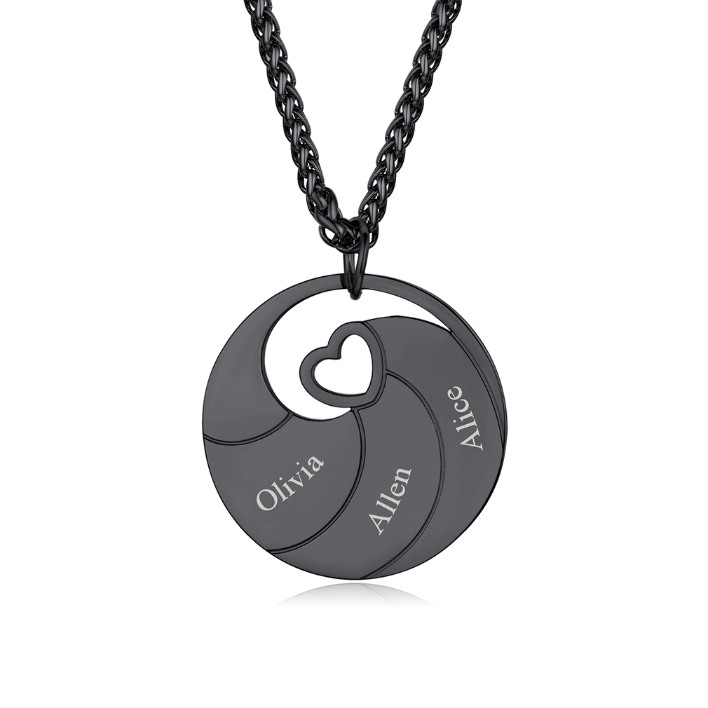 Collier Prénom Personnalisé Gravé en Acier Inoxydable Noir