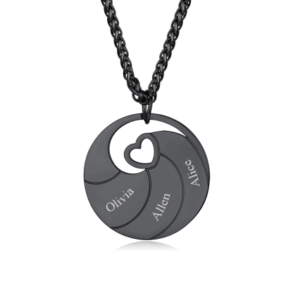 Collier Prénom Personnalisé Gravé en Acier Inoxydable Noir